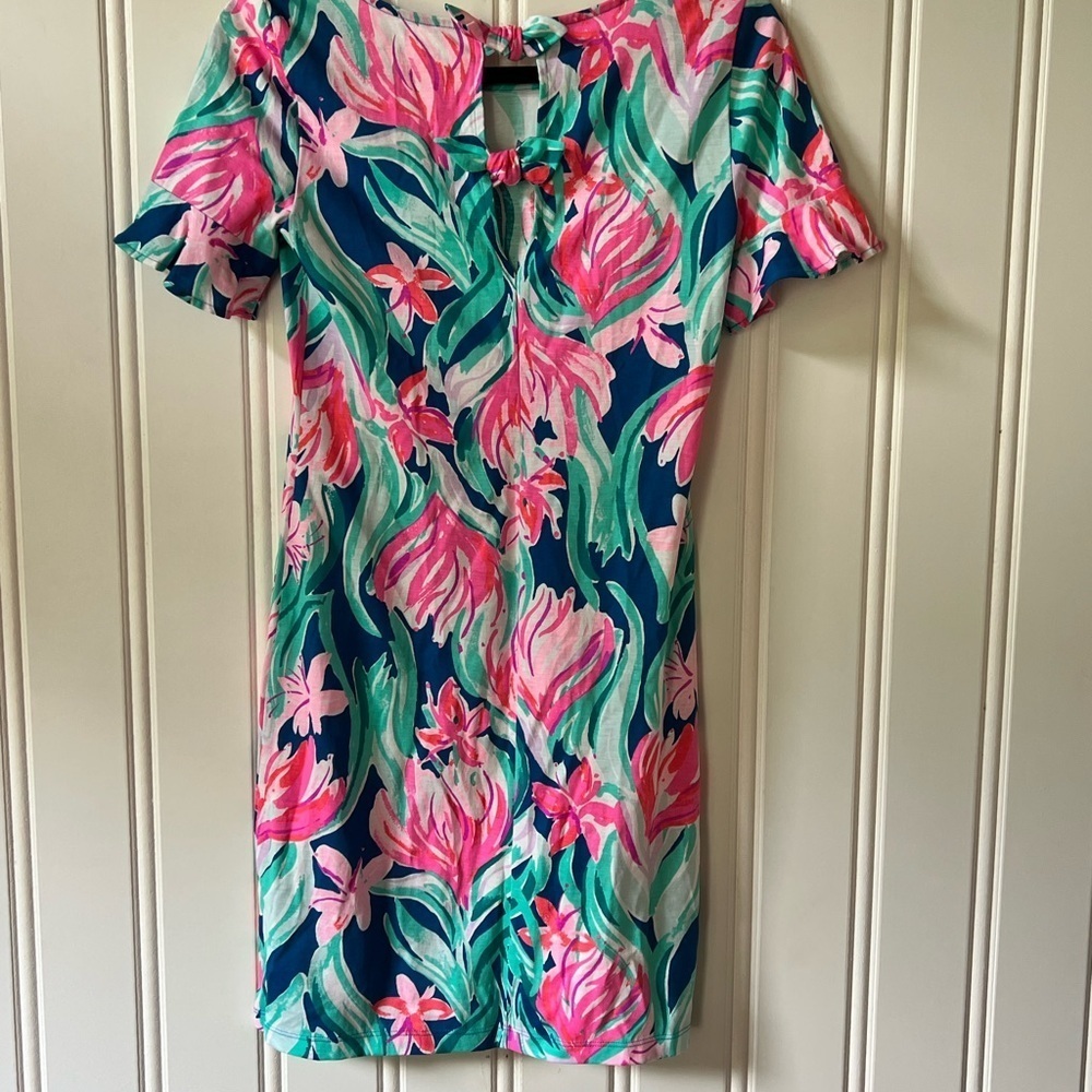 Lilly‎ Pulitzer Pink and Green Ruffled Sundress Size XS - Picture 5 of 7